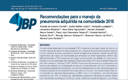 NOVAS RECOMENDAÇÕES BRASILEIRAS PARA O MANEJO DA PNEUMONIA: FAÇA O DOWNLOAD NOVAS RECOMENDAÇÕES BRASILEIRAS PARA O MANEJO DA PNEUMONIA: FAÇA O DOWNLOAD